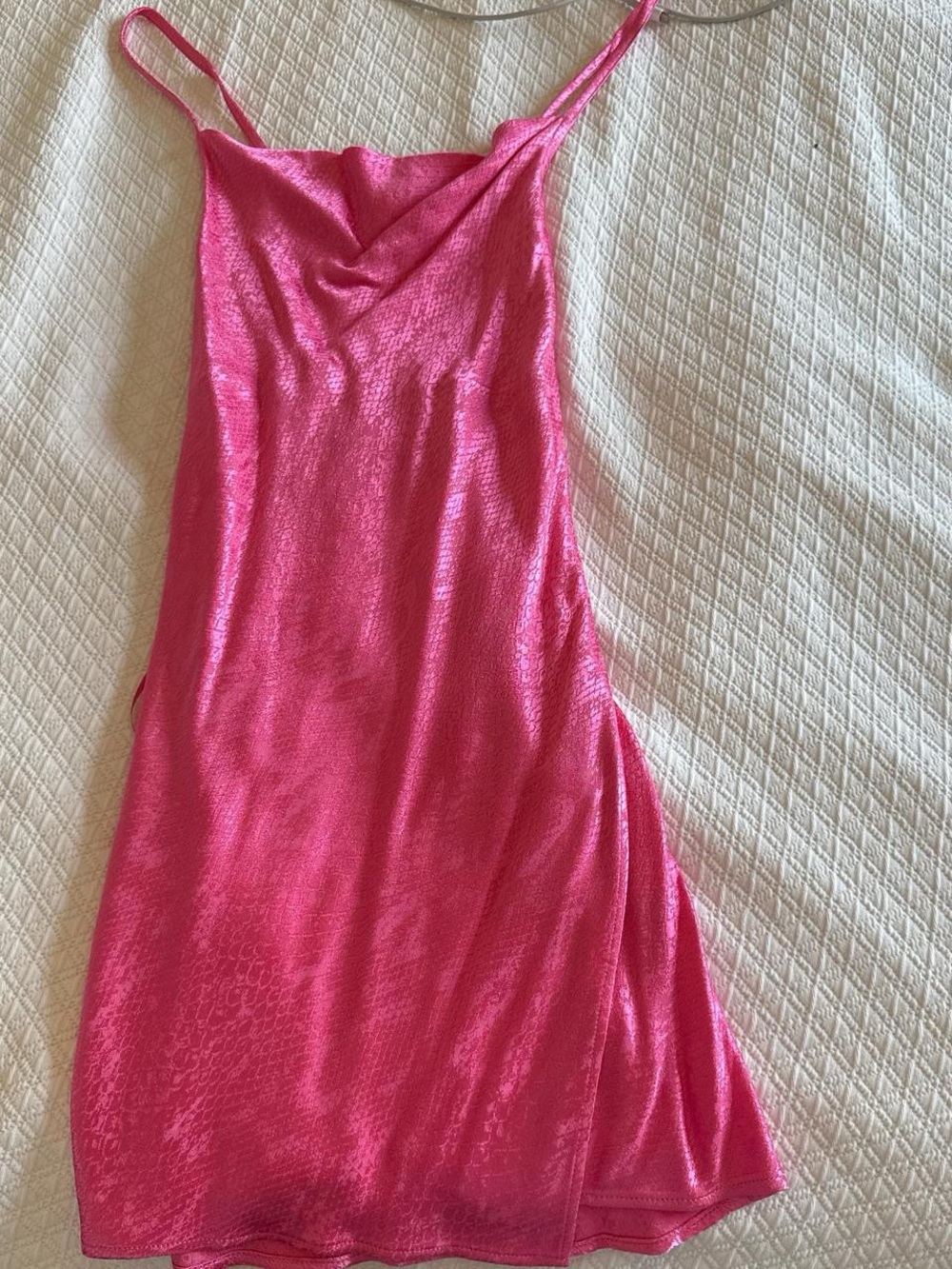 Zara Hot Pink Satin Snake Print Slip Dress